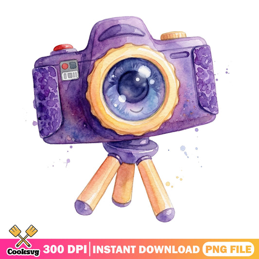 Watercolor Camera With Eye Clipart, Cute Camera PNG, Photography PNG