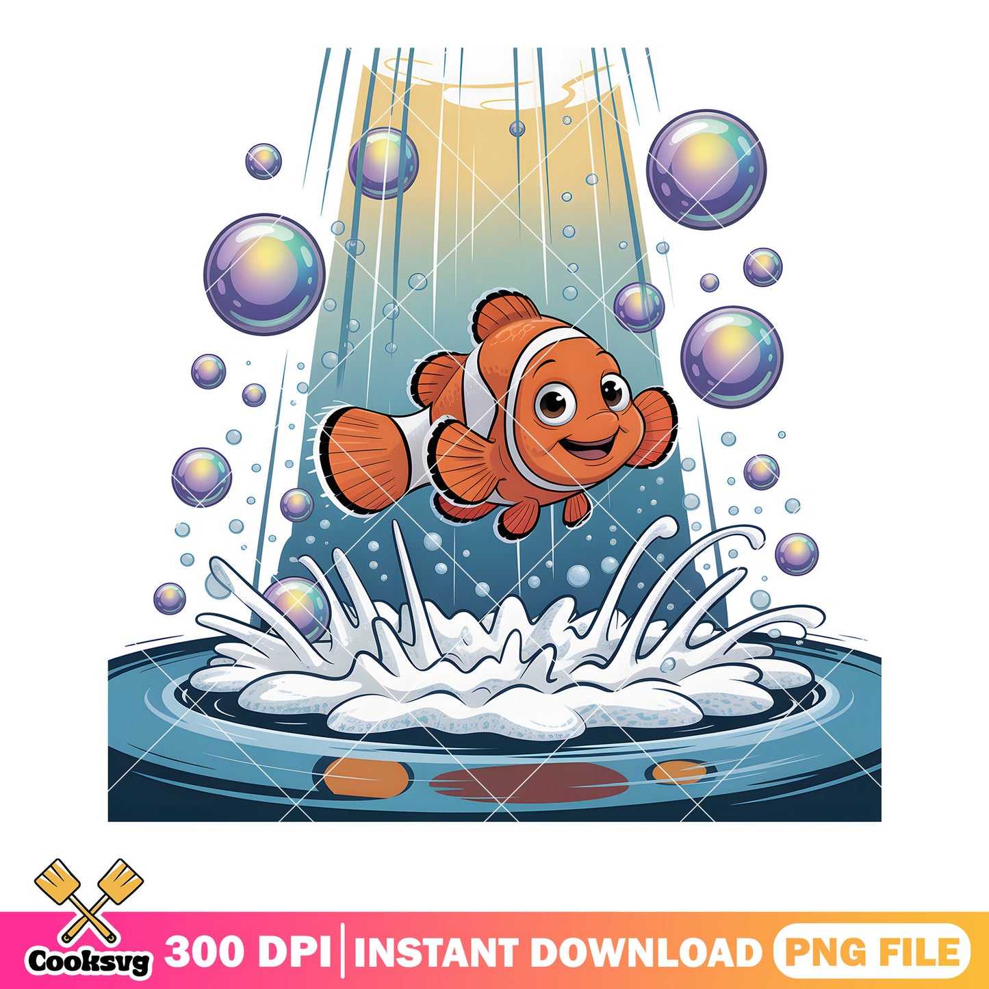 Waterfall nemo disney png, nemo fish png, clownfish​ png