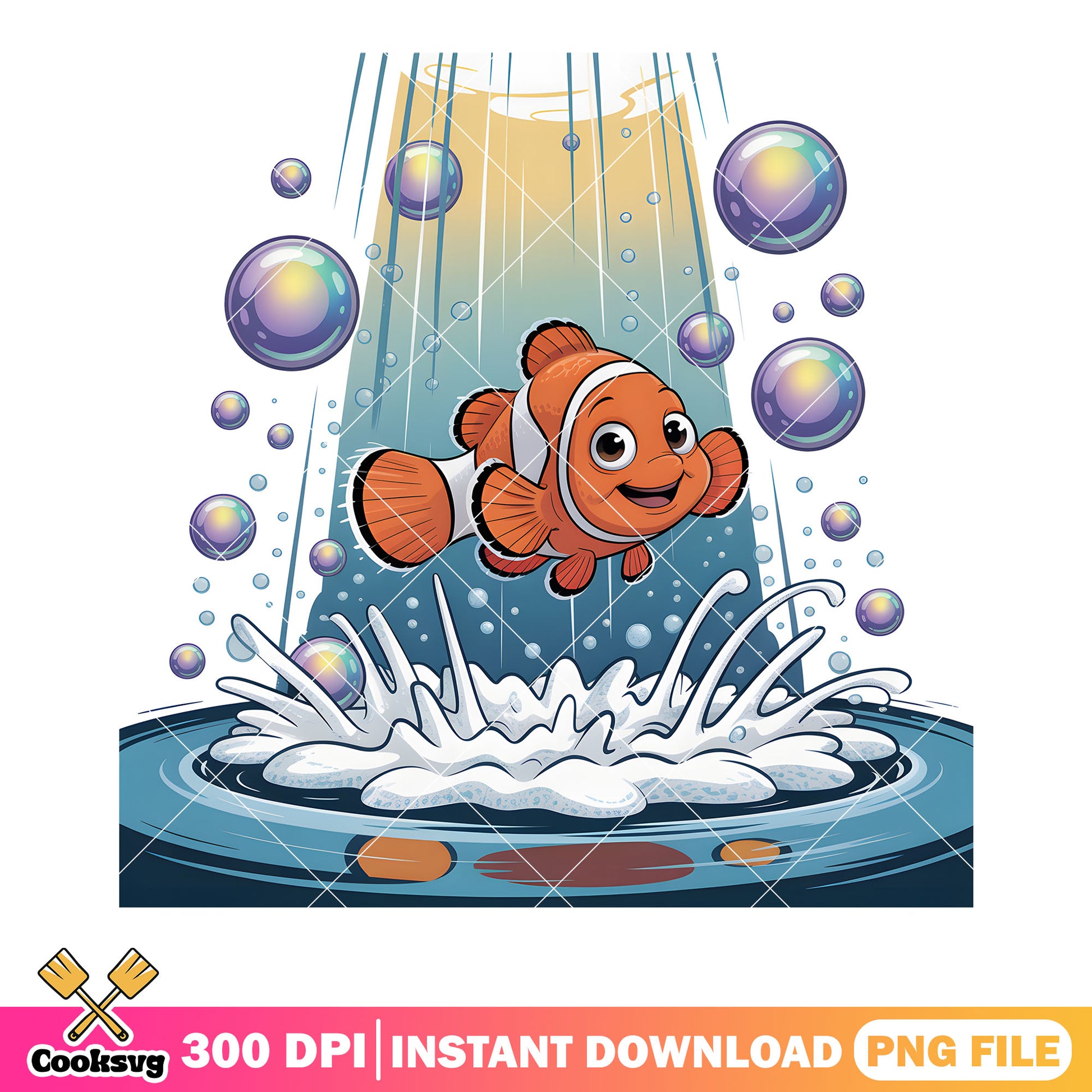 Waterfall nemo disney png, nemo fish png, clownfish​ png