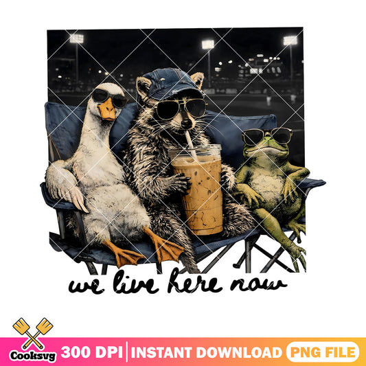 We live heare now goose frog  png, feral png, funny art png