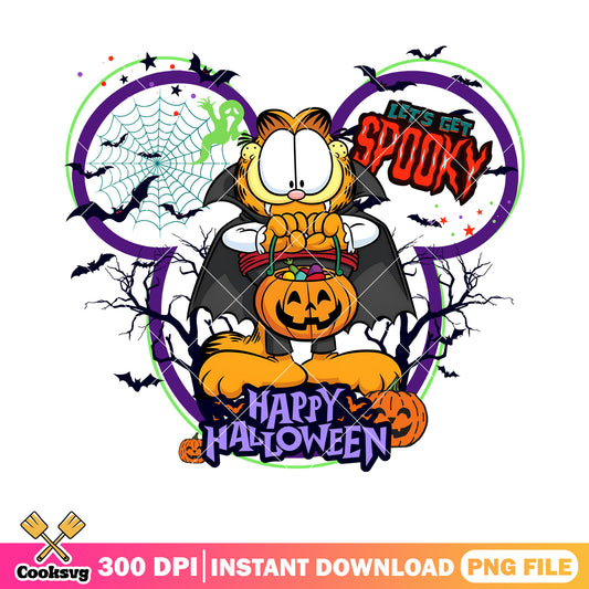 Web spider pumpkin garfield png, scary bats png, happy halloween png