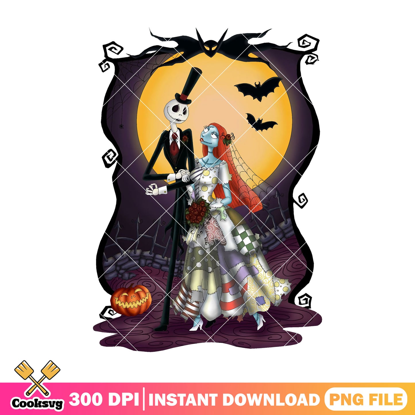 Wedding jack sally design png, halloween ideas png, horror sally png