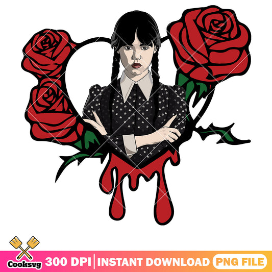 Wednesday and heart valentine png, Wednesday movie png, valentine png