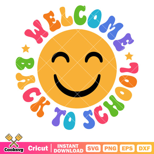 Welcome back to school icon svg, back to school svg, icon smile svg