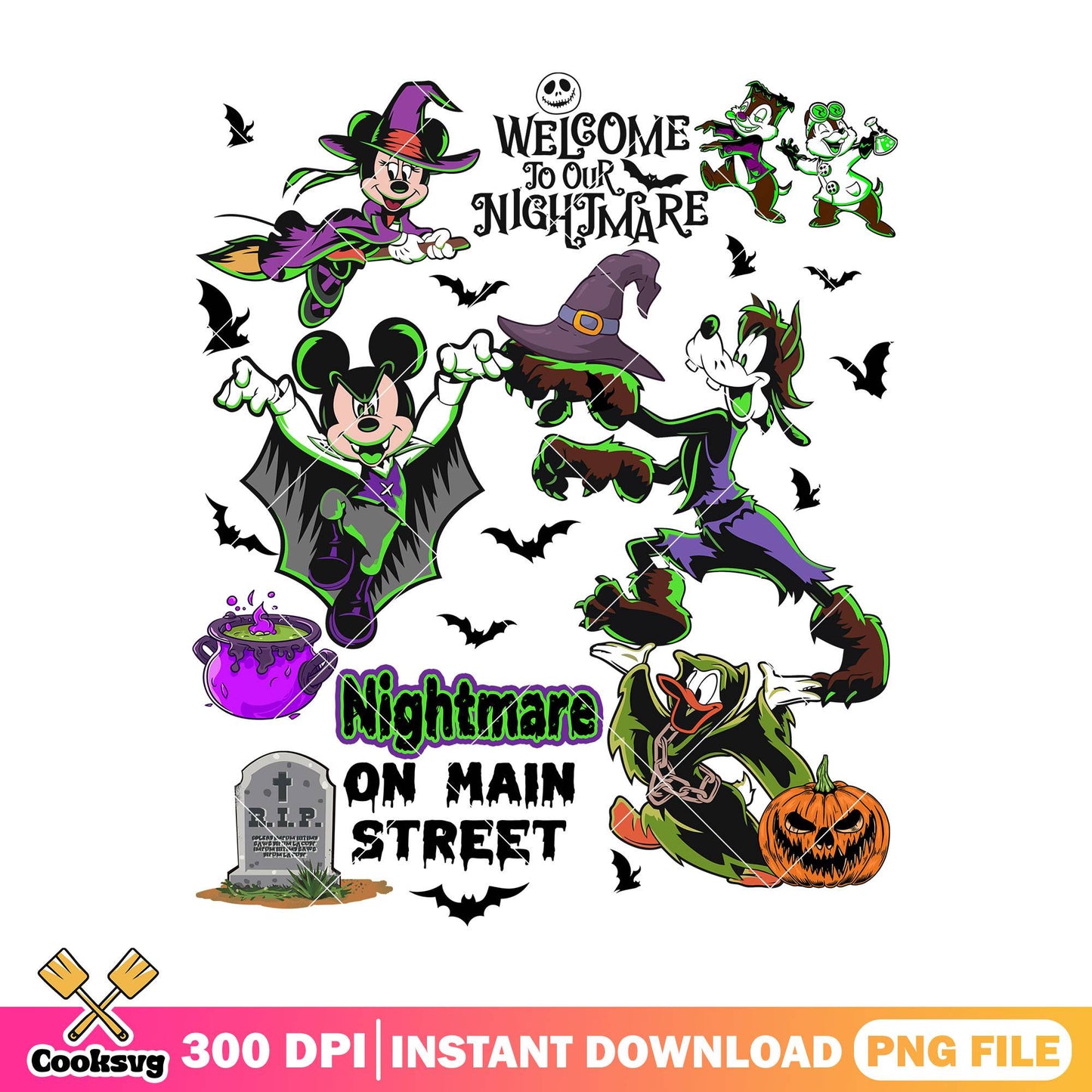 Welcome our nightmare png, mickey friends png, halloween day png