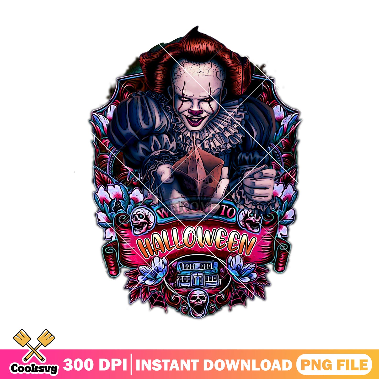 Welcome to halloween the clown png, pennywise face png