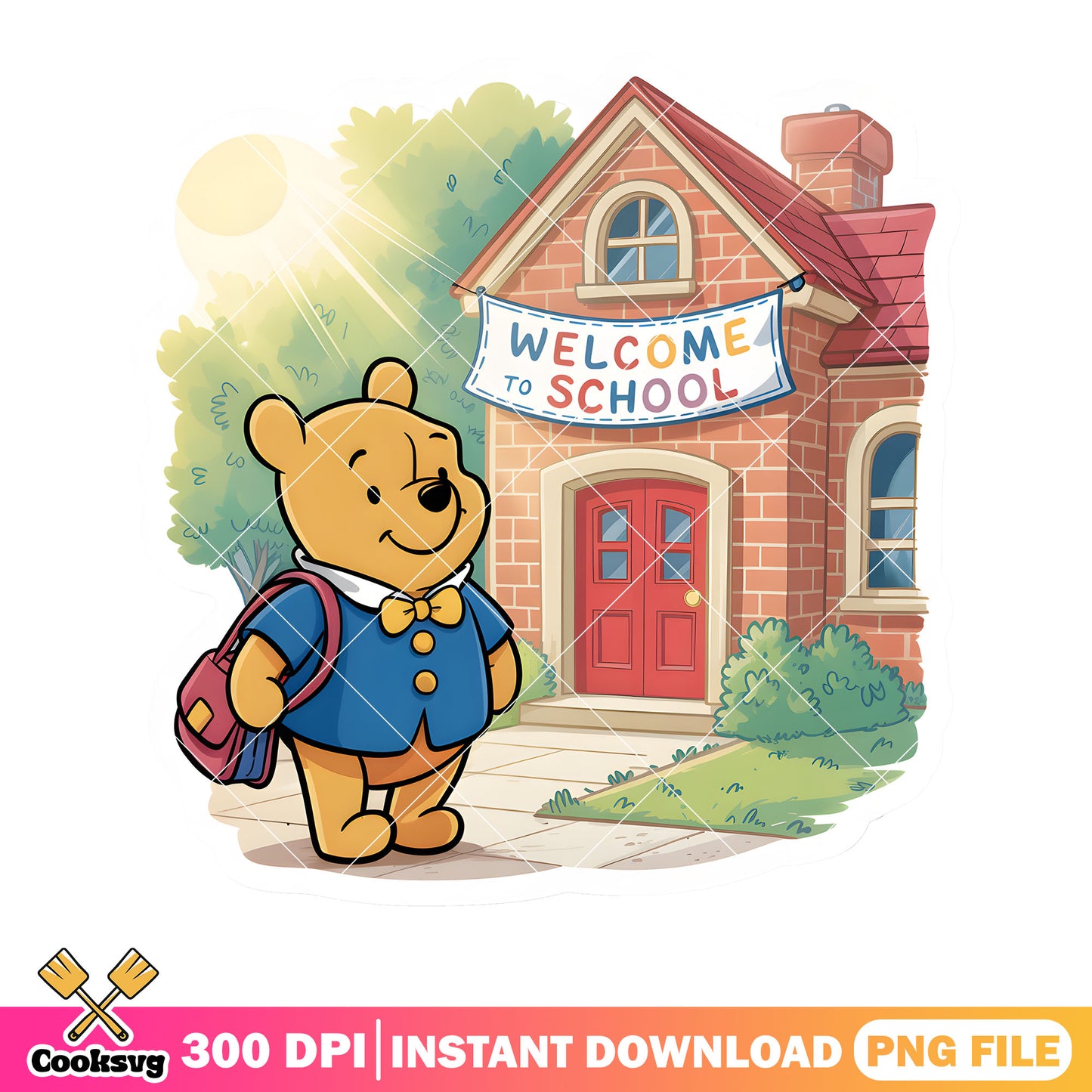 Welcome to school png, disney poster png, pooh poster png