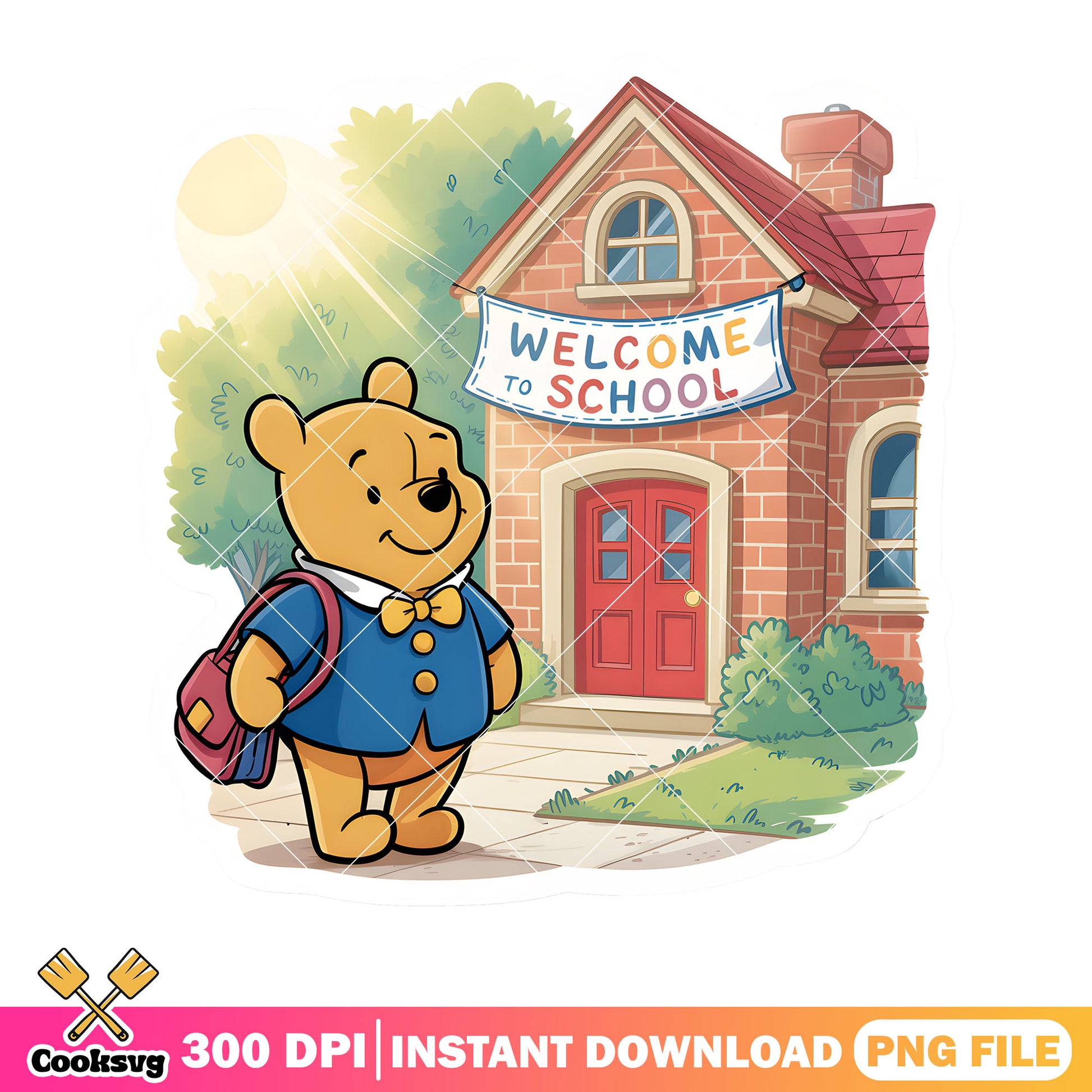 Welcome to school png, disney poster png, pooh poster png