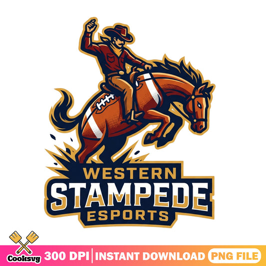 Western Stampede Esports PNG, Cowboy Horse Logo, Football PNG