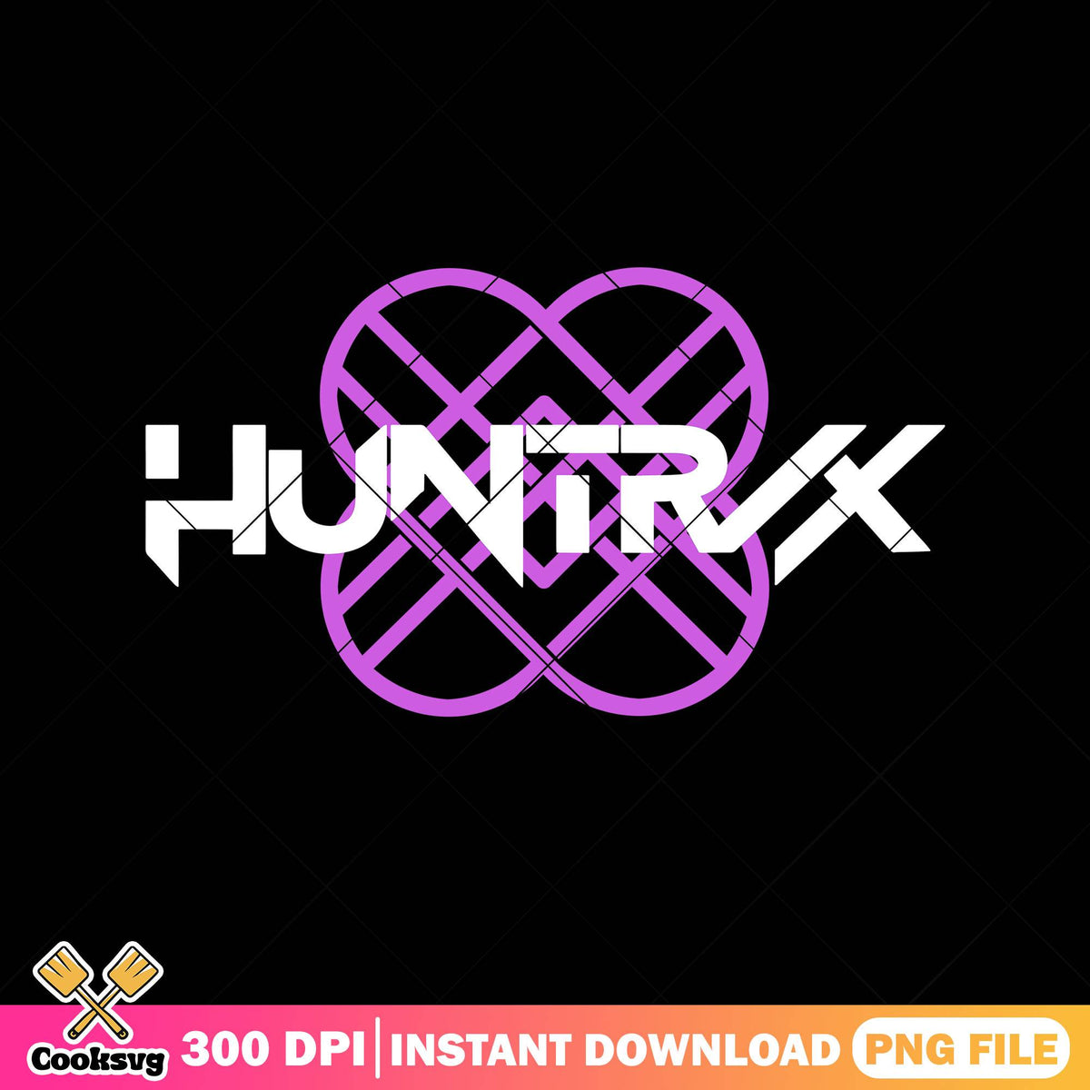 White huntrix design png, huntrix logo png, huntrix band png