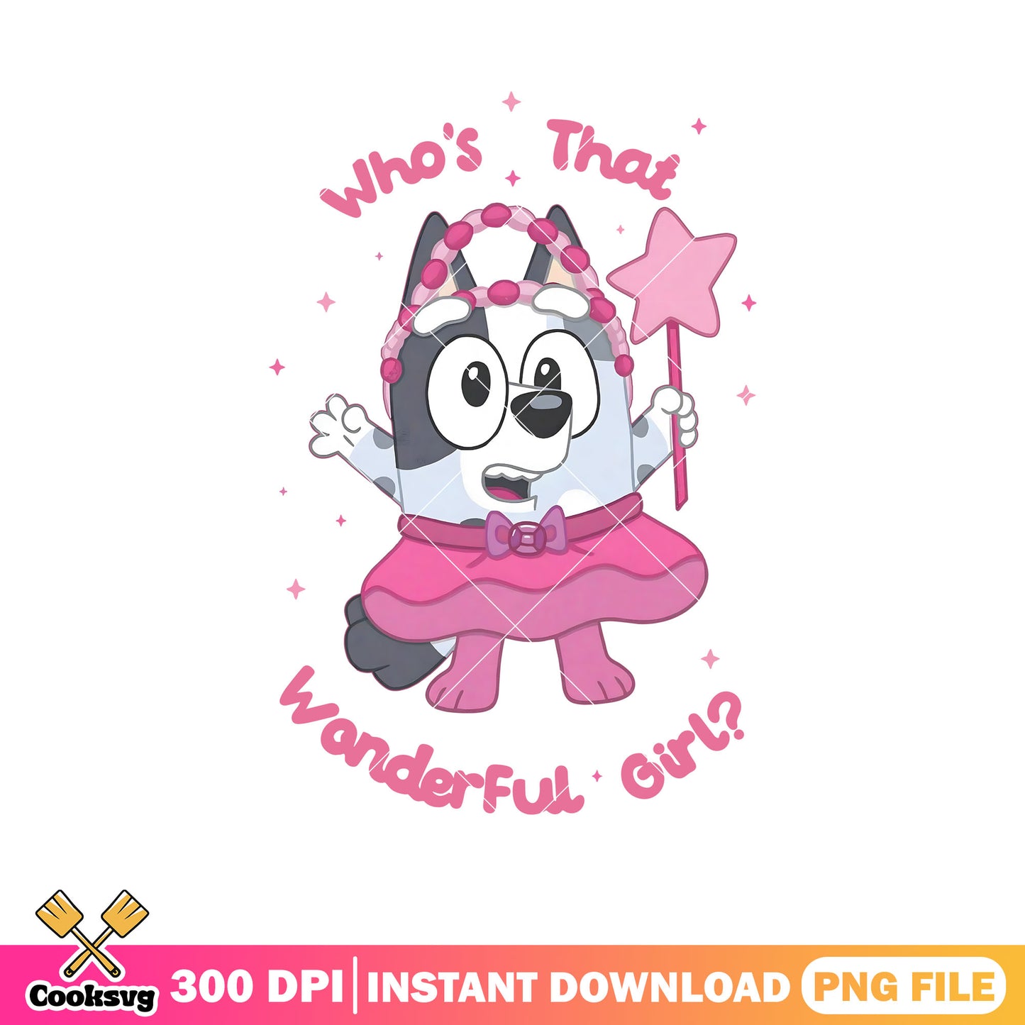 Whos that pink magic wonderfull girl png, bluey muffin png, character bluey png