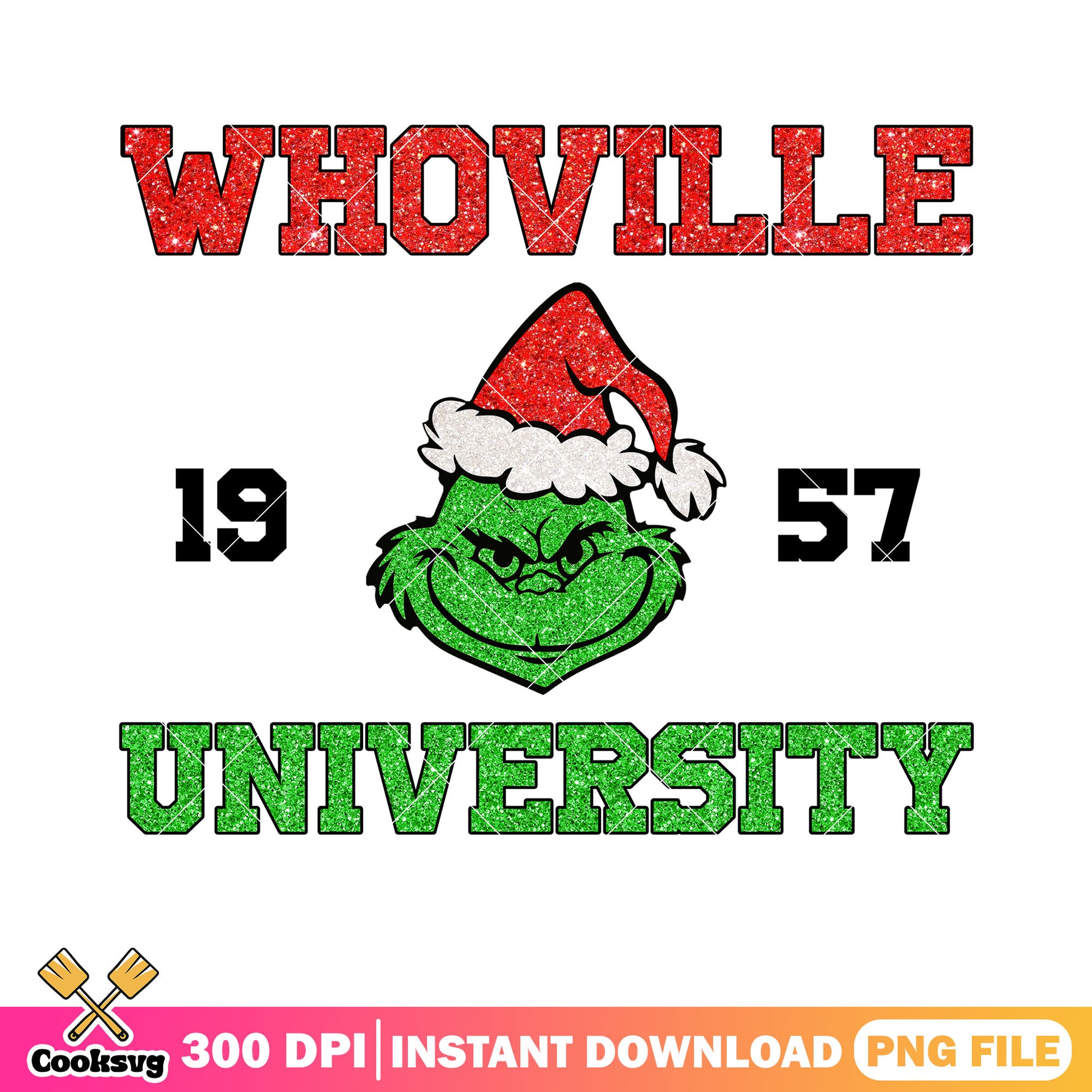 Whoville 1957 university christmas png, santa hat​ png, the grinch png