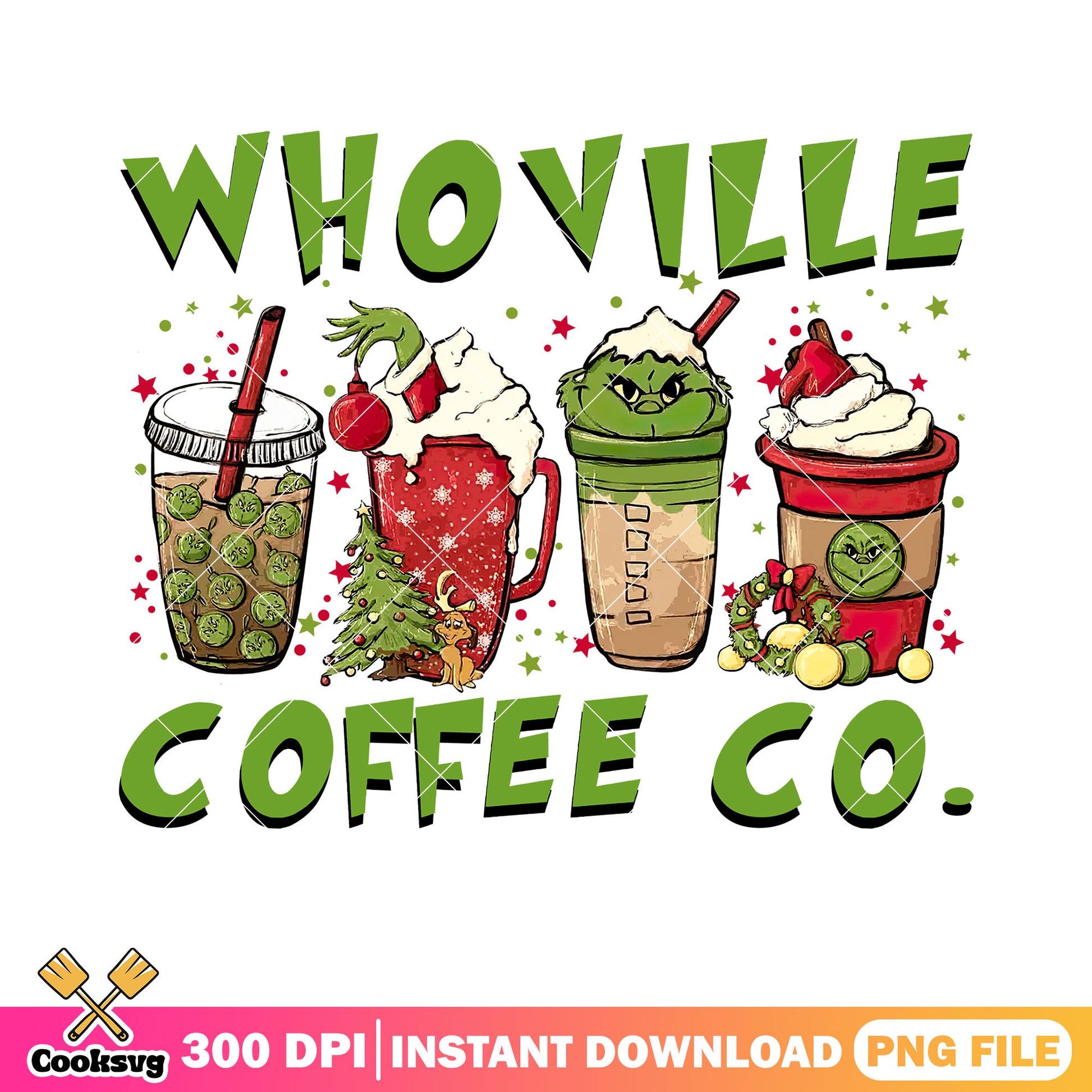 Whoville coffee co png, christmas coffee png, the grinch png