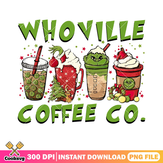 Whoville coffee co png, christmas coffee png, the grinch png