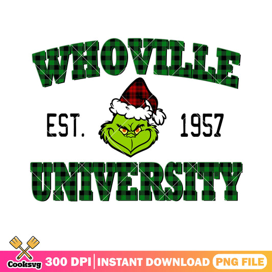 Whoville est 1957 university png, santa hat png, grinch png