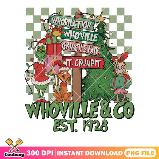 Whoville poster est 1928 png, the grinch png, christmas tree png