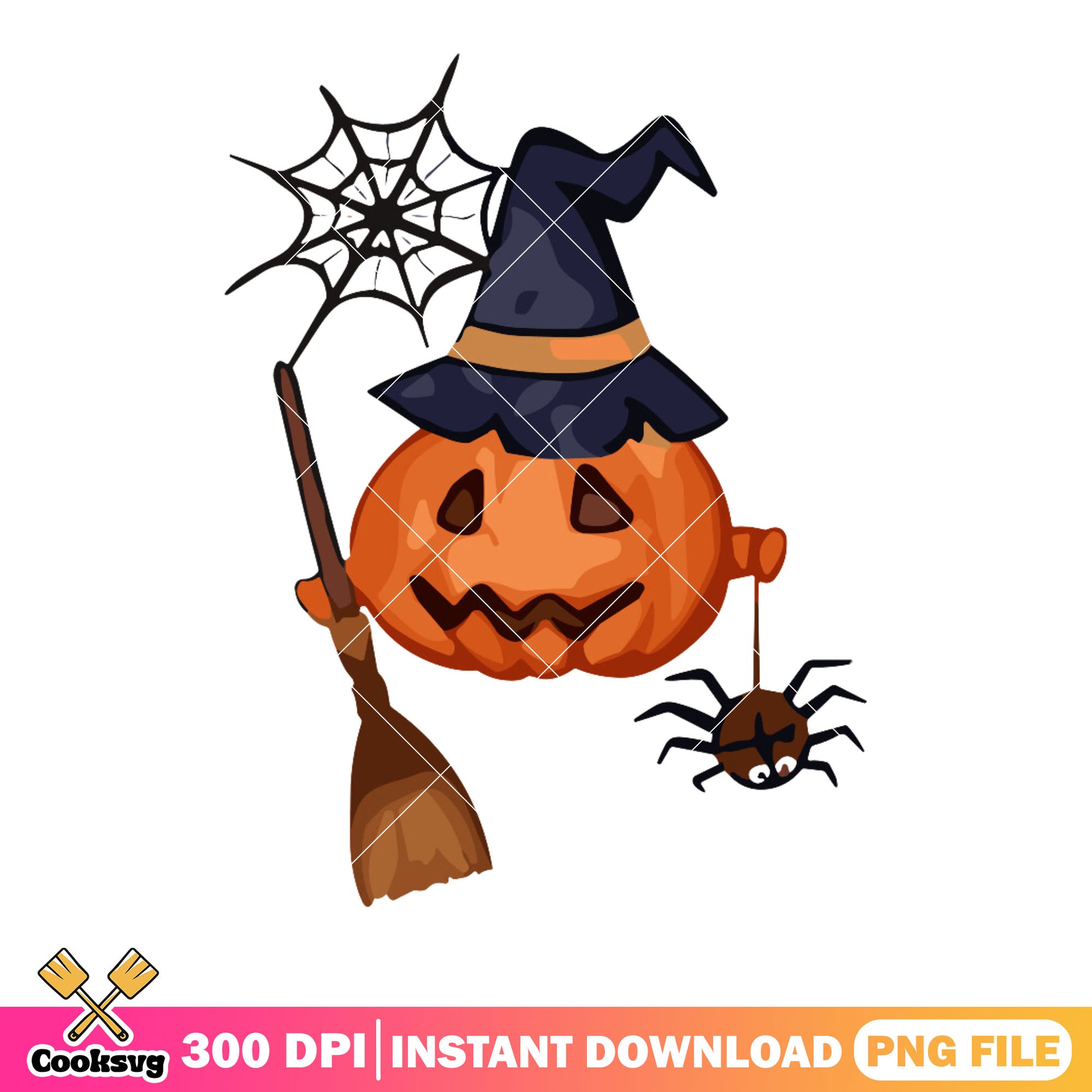 Wicker pumpkin png, scary spider png, halloween night png