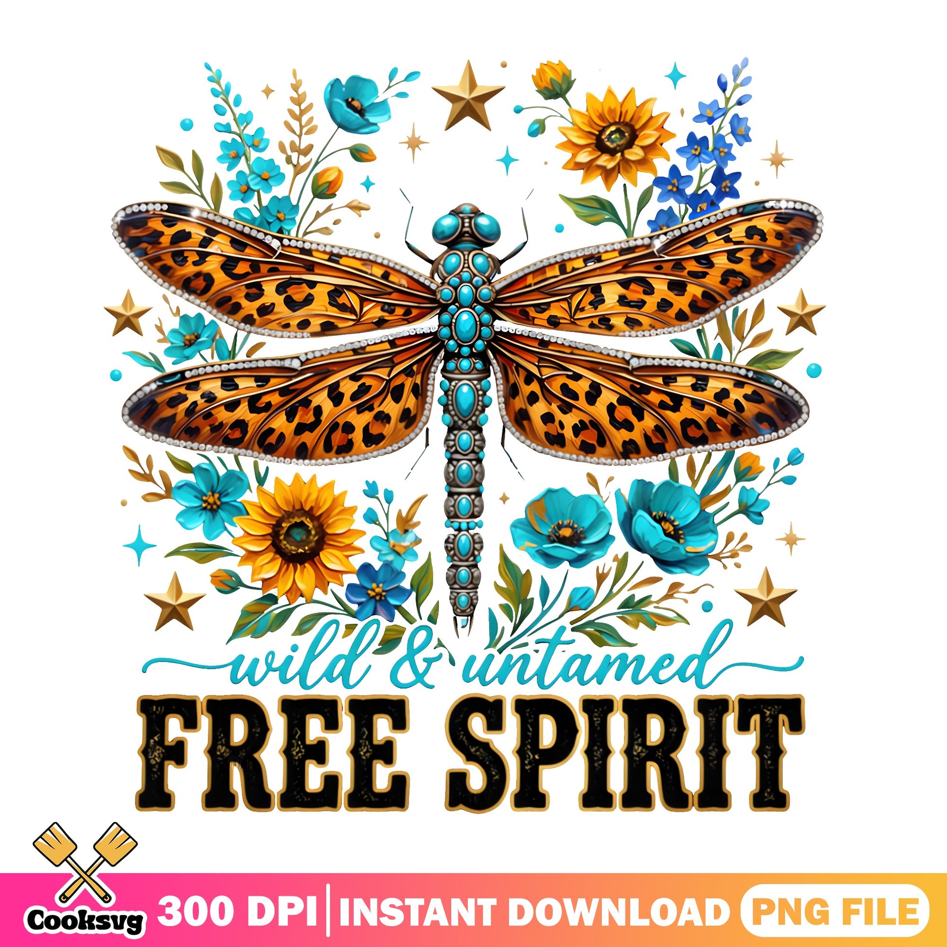 Wild And Untamed Free Spirit PNG, Dragonfly Floral PNG, Western PNG