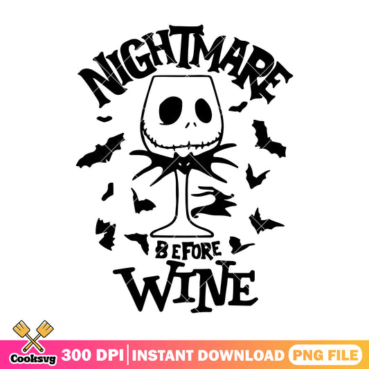 Wine nightmare design png, halloween disney png, disney jack png