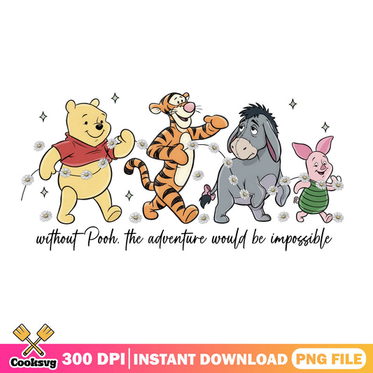 Winnie The Pooh And Friends PNG, Disney Characters PNG, Floral PNG