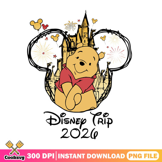 Winnie The Pooh Disney Trip 2026 PNG, Disney Castle PNG, Disney PNG