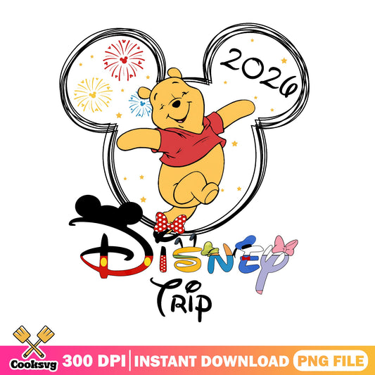 Winnie The Pooh Disney Trip 2026 PNG, Disney Vacation PNG, Mickey PNG