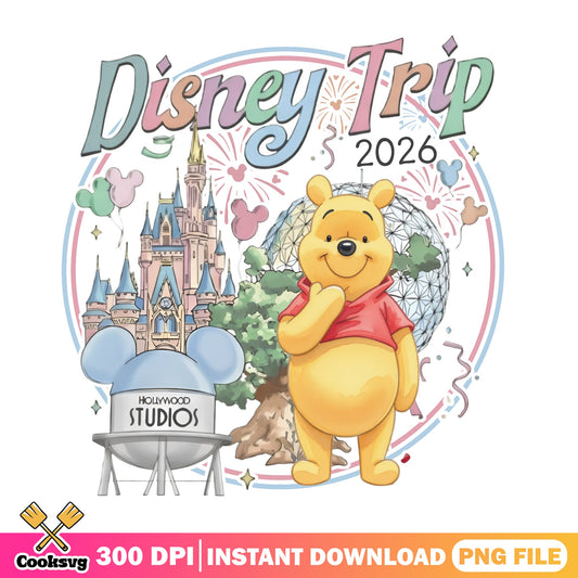 Winnie The Pooh Disney Trip 2026 PNG, Disney World PNG, Family Trip PNG