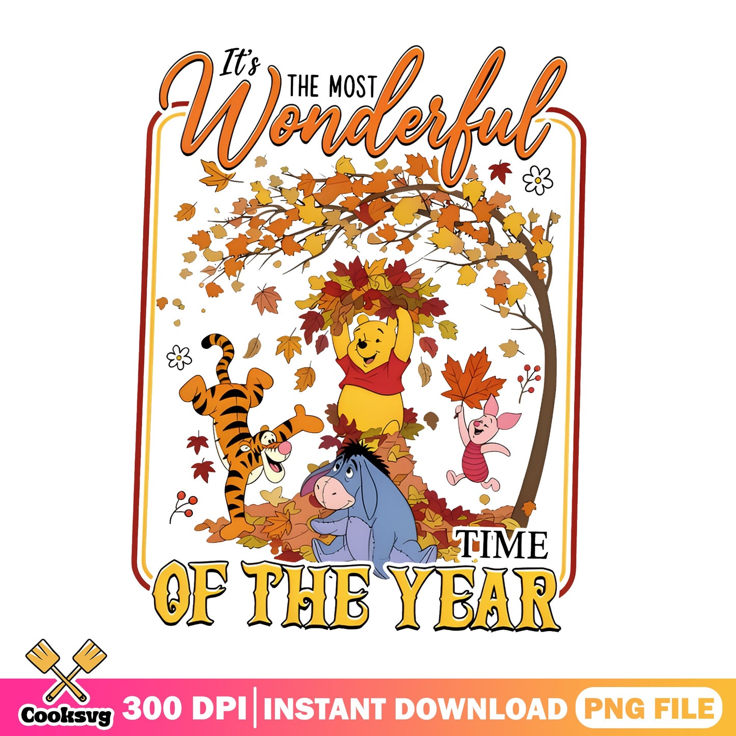 Winnie The Pooh Fall PNG, Most Wonderful Time Of Year PNG, Autumn PNG