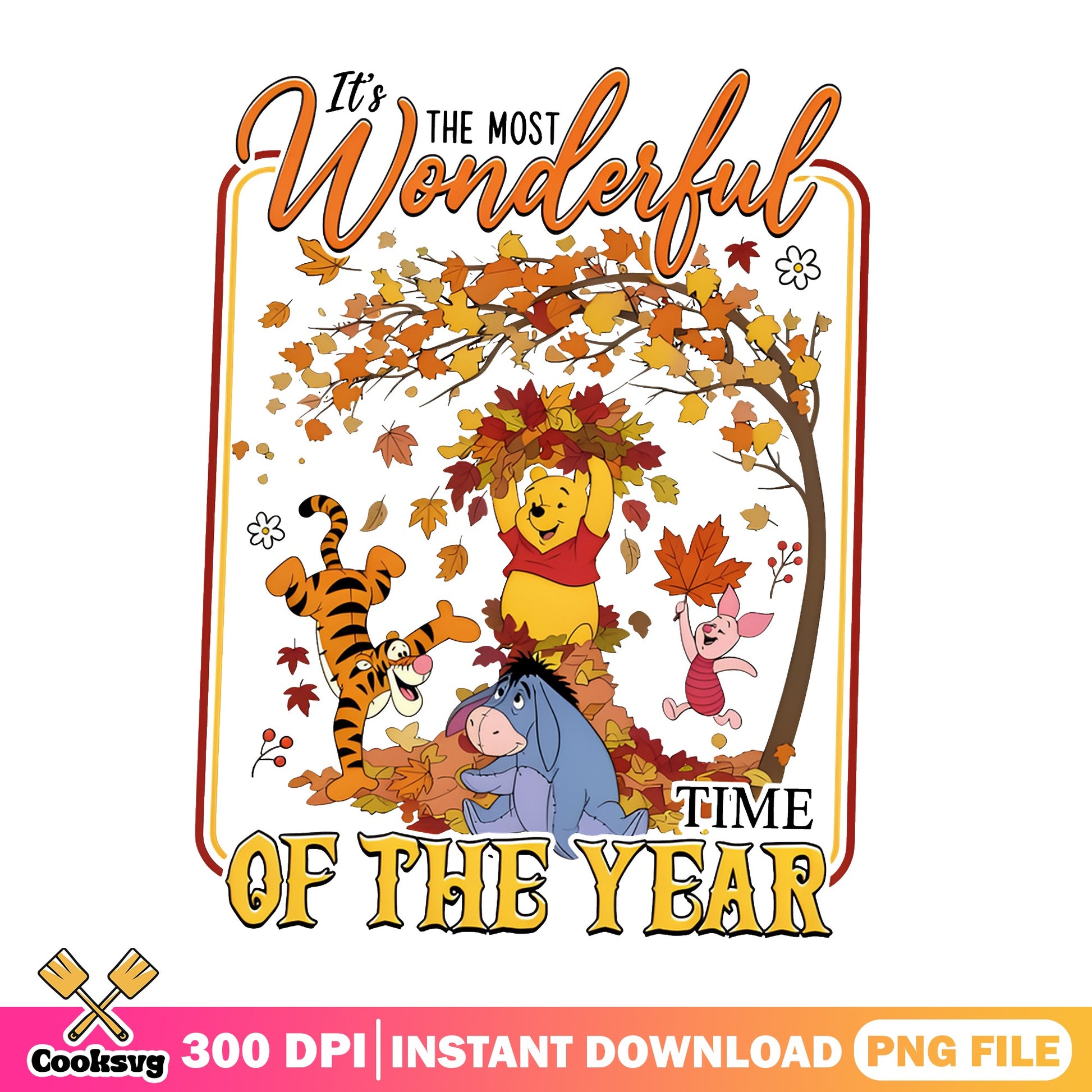 Winnie The Pooh Fall PNG, Most Wonderful Time Of Year PNG, Autumn PNG