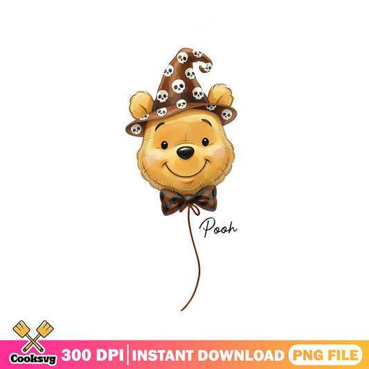Winnie The Pooh Halloween Balloon PNG, Disney Halloween PNG, Witch Hat PNG