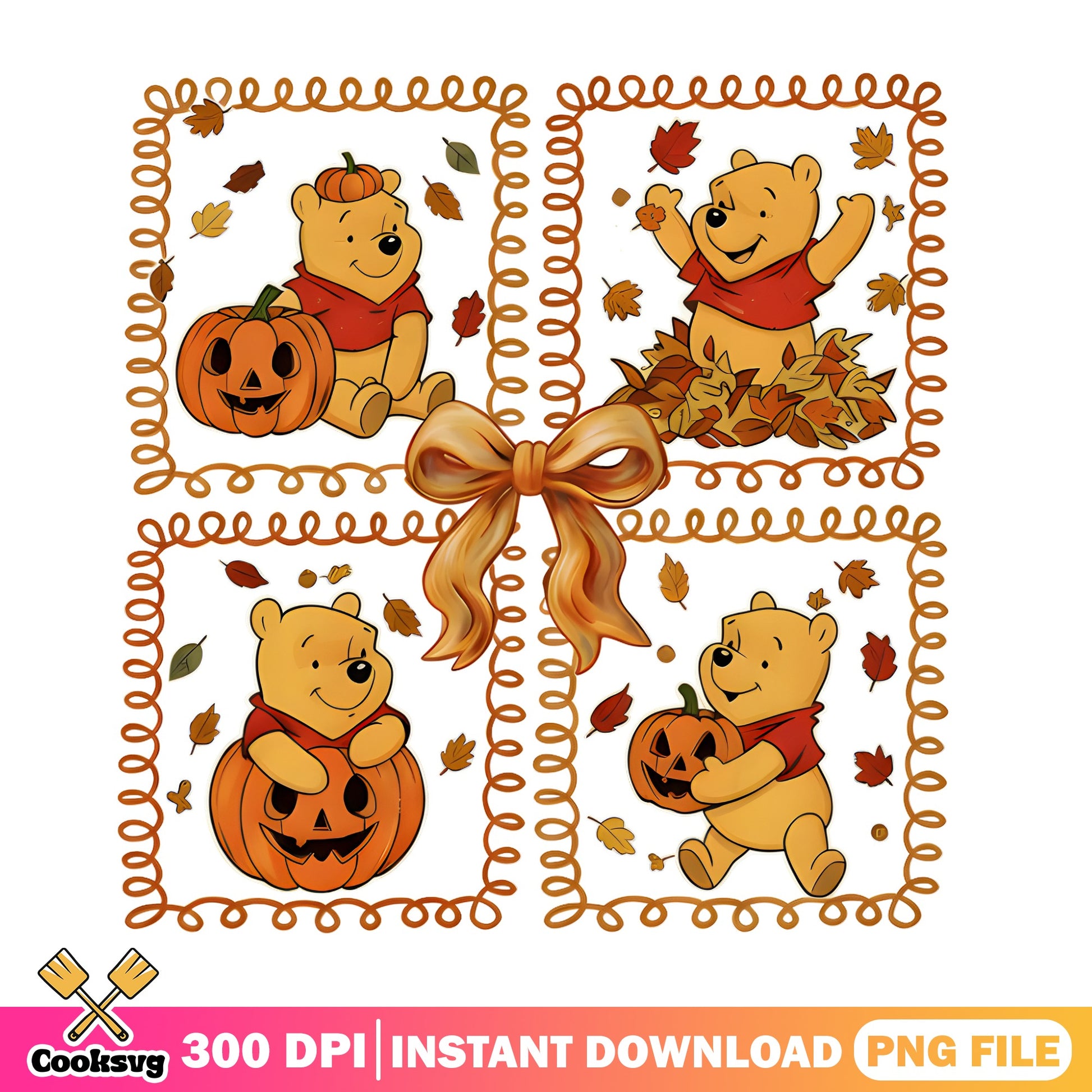 Winnie The Pooh Halloween PNG, Fall Autumn PNG, Disney PNG