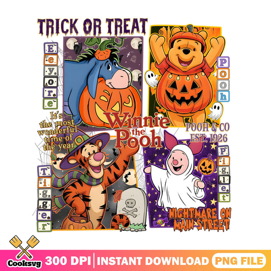 Winnie The Pooh Halloween PNG, Trick Or Treat Disney PNG, Pooh And Friends PNG
