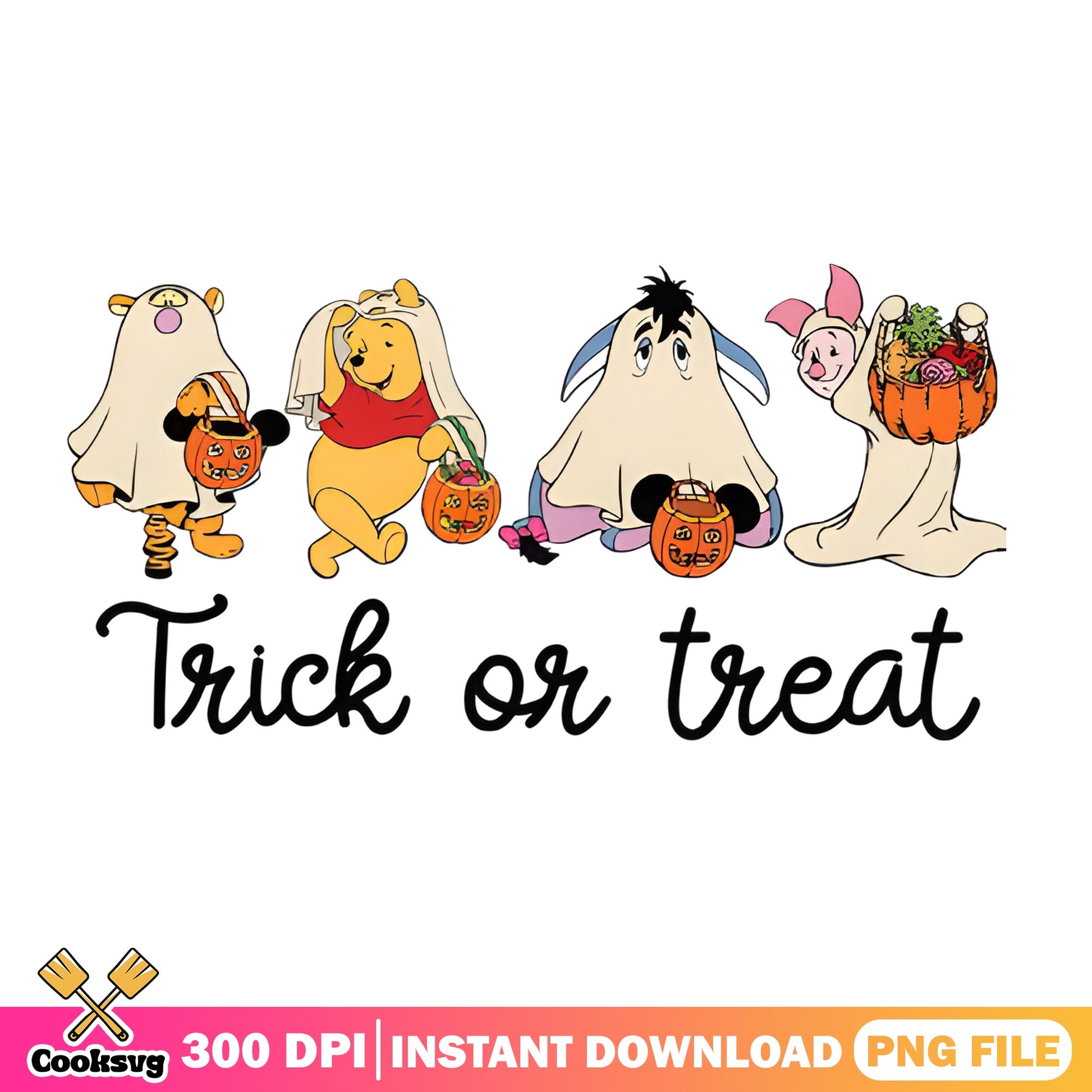 Winnie The Pooh Trick Or Treat Halloween PNG, Disney PNG, Ghost PNG