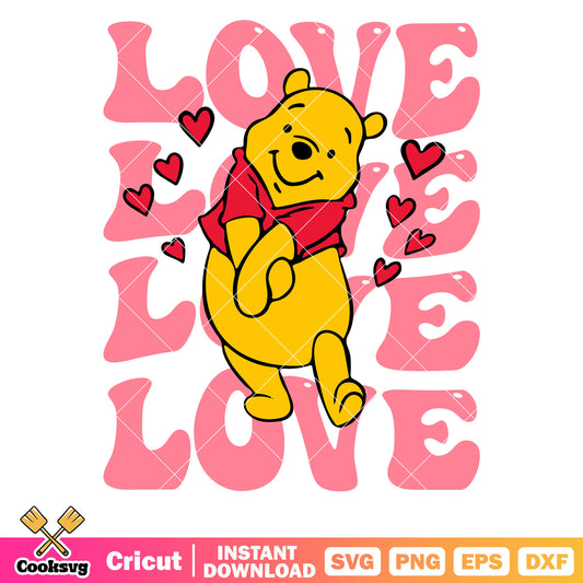 Winnie pooh bear love valentine svg, winnie the pooh svg, pooh valentine​ svg