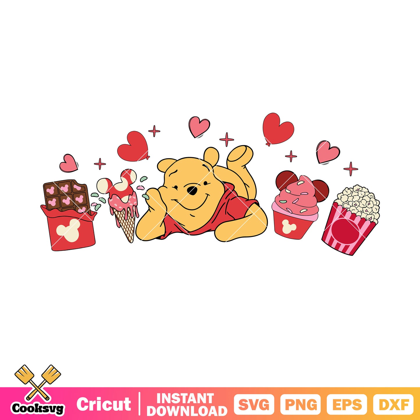 Winnie pooh bear snacks valentine svg, winnie the pooh svg, pooh valentine​ svg