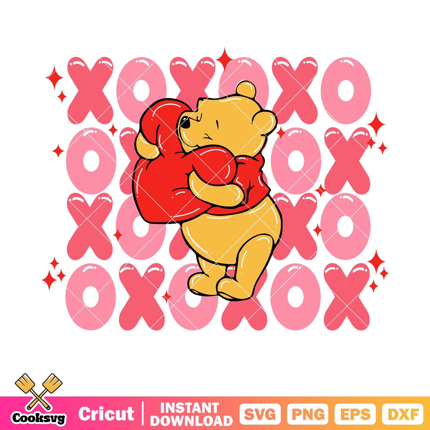 Winnie pooh bear xoxo valentine svg, winnie the pooh svg, pooh valentine​ svg