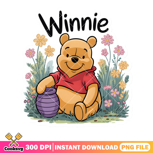 Winnie sticker pooh bear png, vintage pooh png,​ disney poster png
