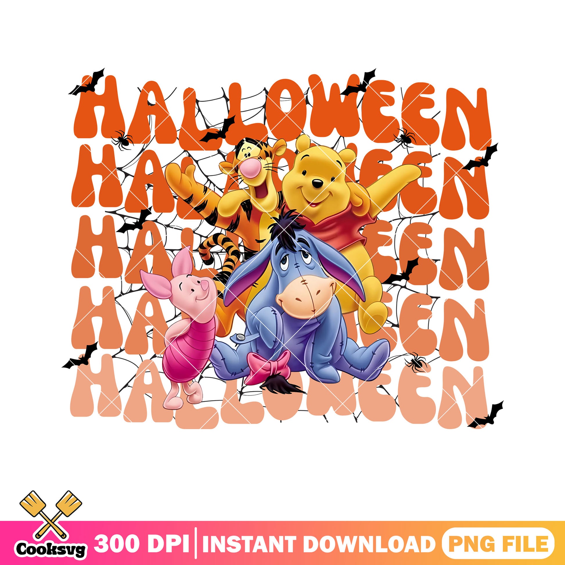 Winnie the pooh character png, disney halloween png, scary bats png 