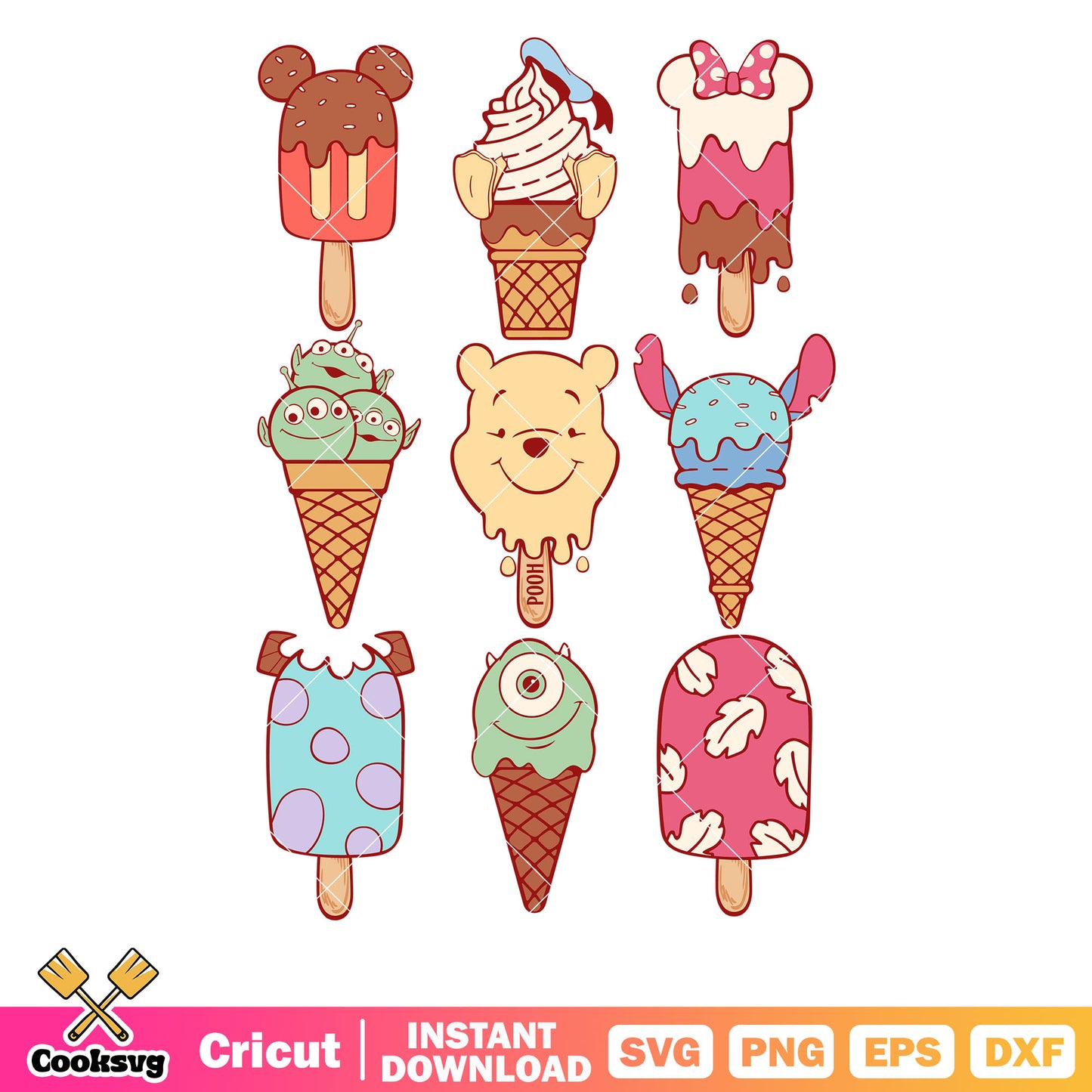 Winnie the pooh ice cream svg, disney ice cream​ svg, winnie the pooh svg