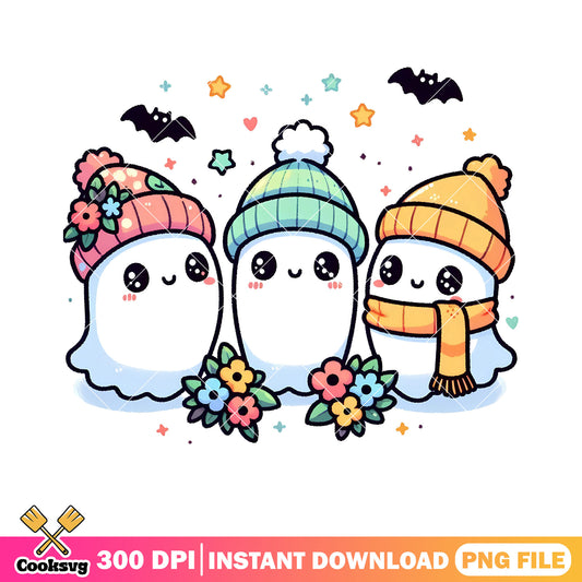 Winter vibes starry night png, ghost costume png, halloween scary png