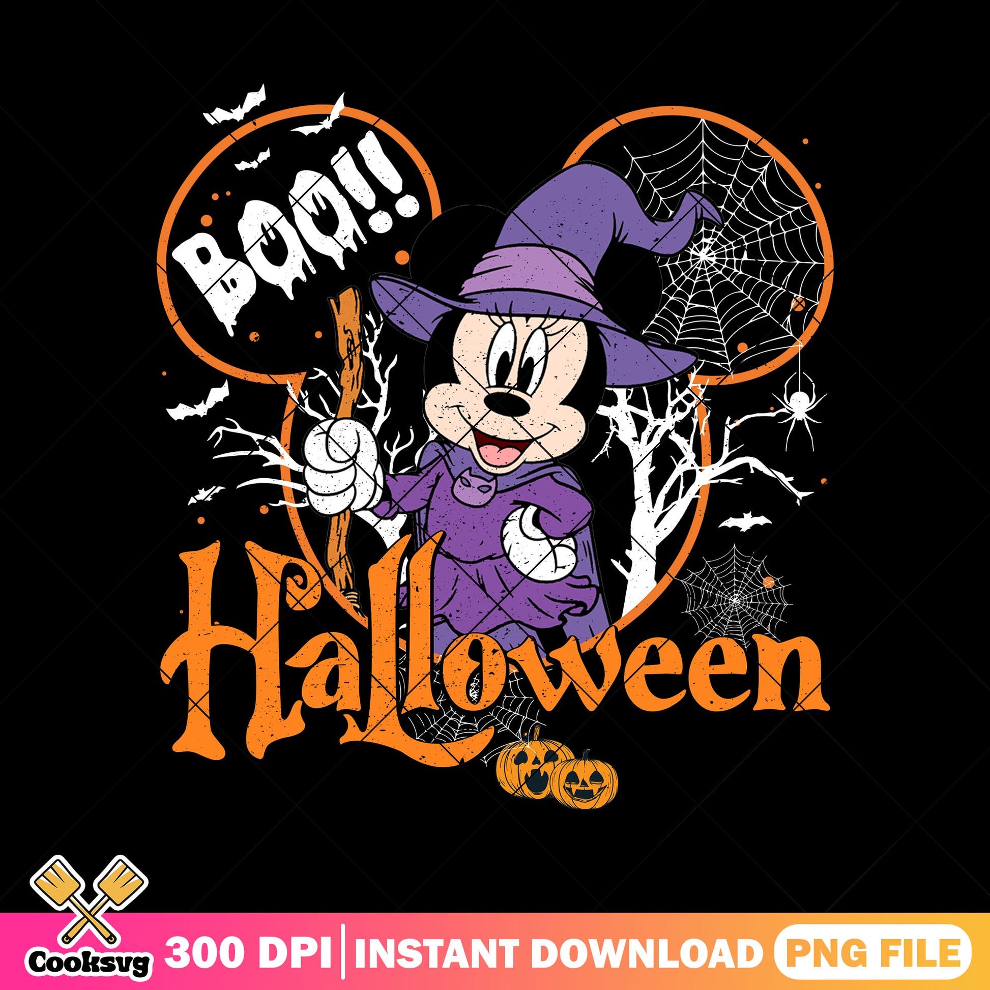 Witch costume minnie png, minnie happy png, halloween font png