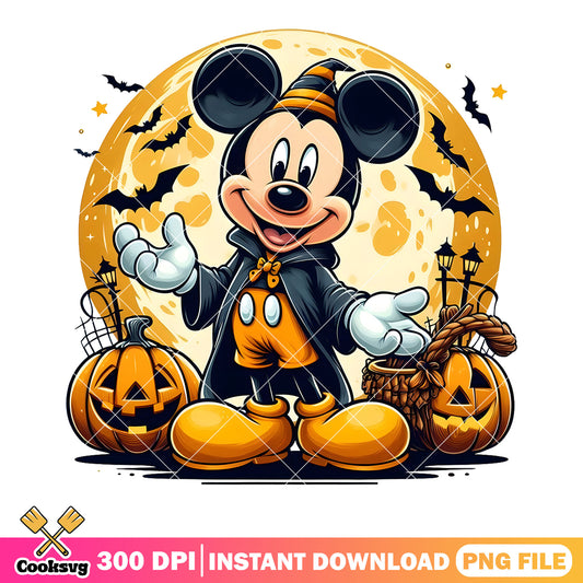 Witch mickey mouse png, disney halloween png, wicker pumpkin png