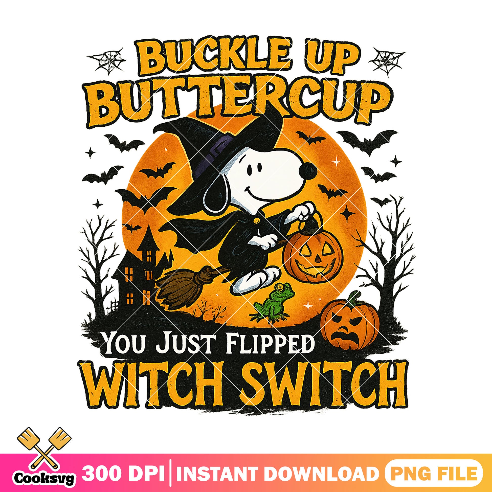 Witch switch snoopy dog png, happy halloween png, snoopy halloween png