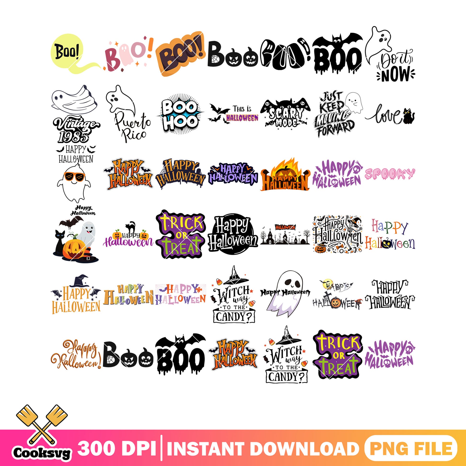 Witch way to the candy png bundle, cute spirit png, witches hat png