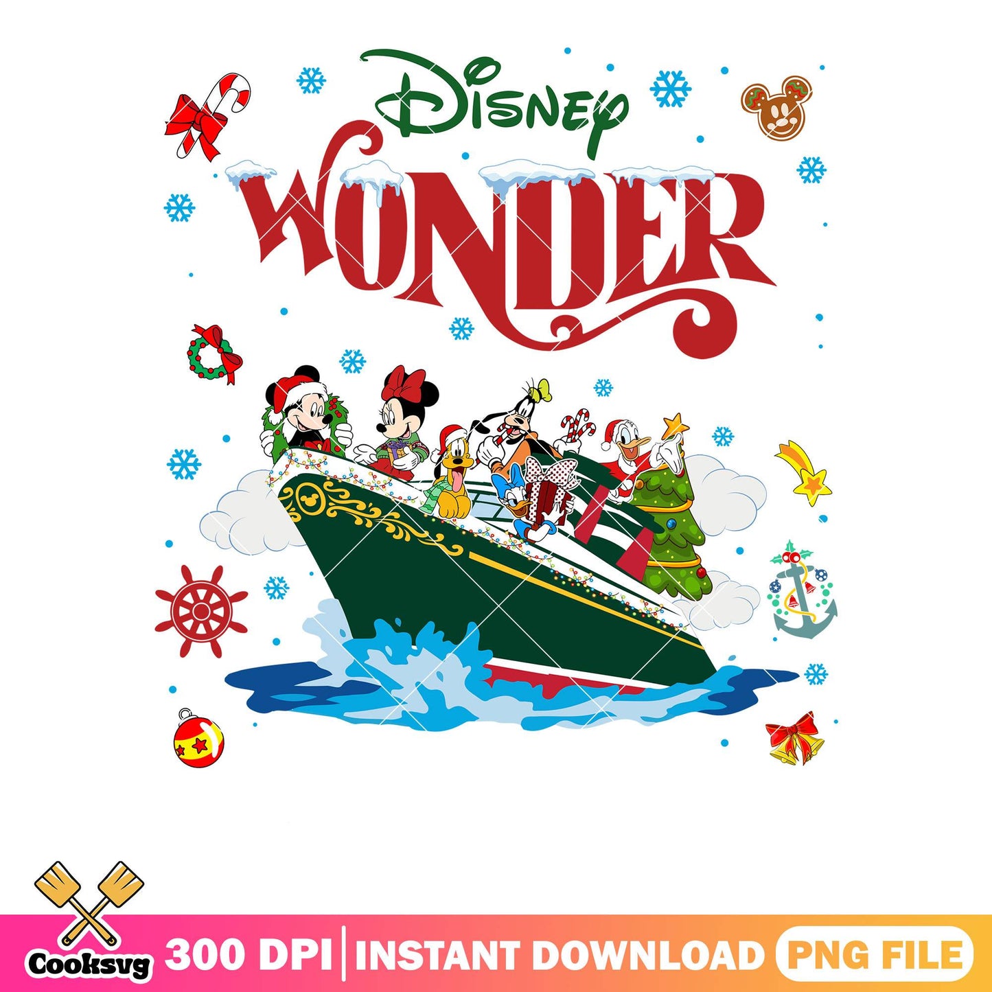 Wonder disney poster mickey png, cruise travel png, merry christmas png