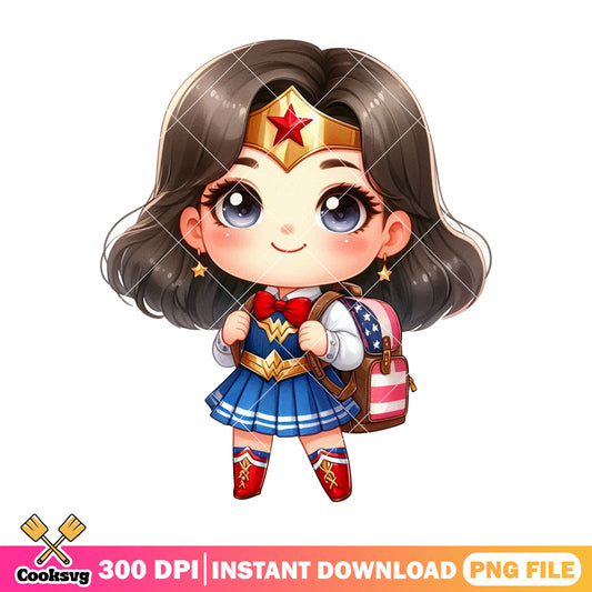 Wonder woman loves school png, go back to school png, dc art png