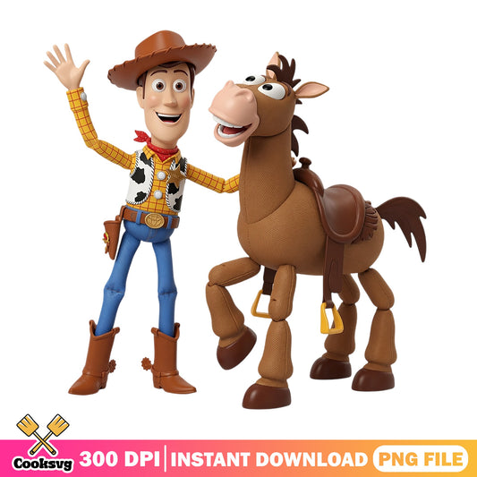 Woody And Bullseye Toy Story PNG, Disney Pixar PNG, Cowboy PNG