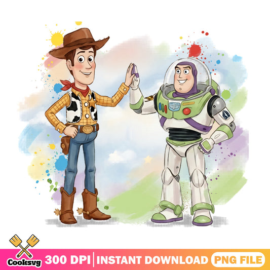 Woody And Buzz Lightyear Watercolor PNG, Toy Story PNG, Disney PNG