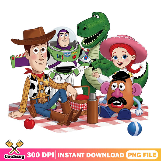 Woody Buzz Lightyear Jessie Picnic PNG, Toy Story PNG, Disney PNG