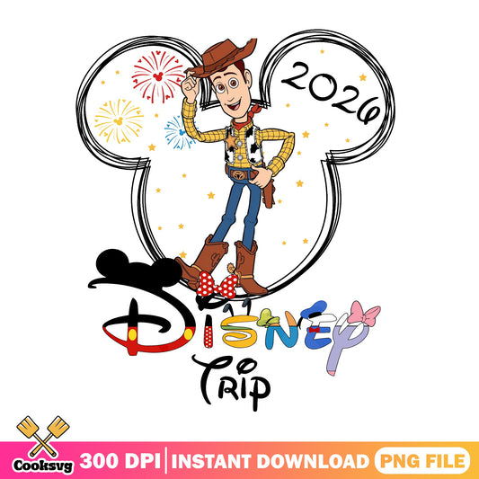 Woody Disney Trip 2026 PNG, Toy Story Disney PNG, Mickey PNG